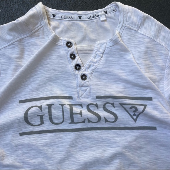 Guess Gray Logo Henley Shirt - Picture 2 of 3